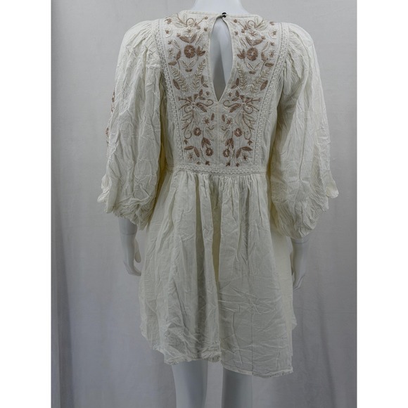 Anthropologie Dress Womens Medium Cream Viveka Mini Embroidered Bohemian Summer - Picture 5 of 11
